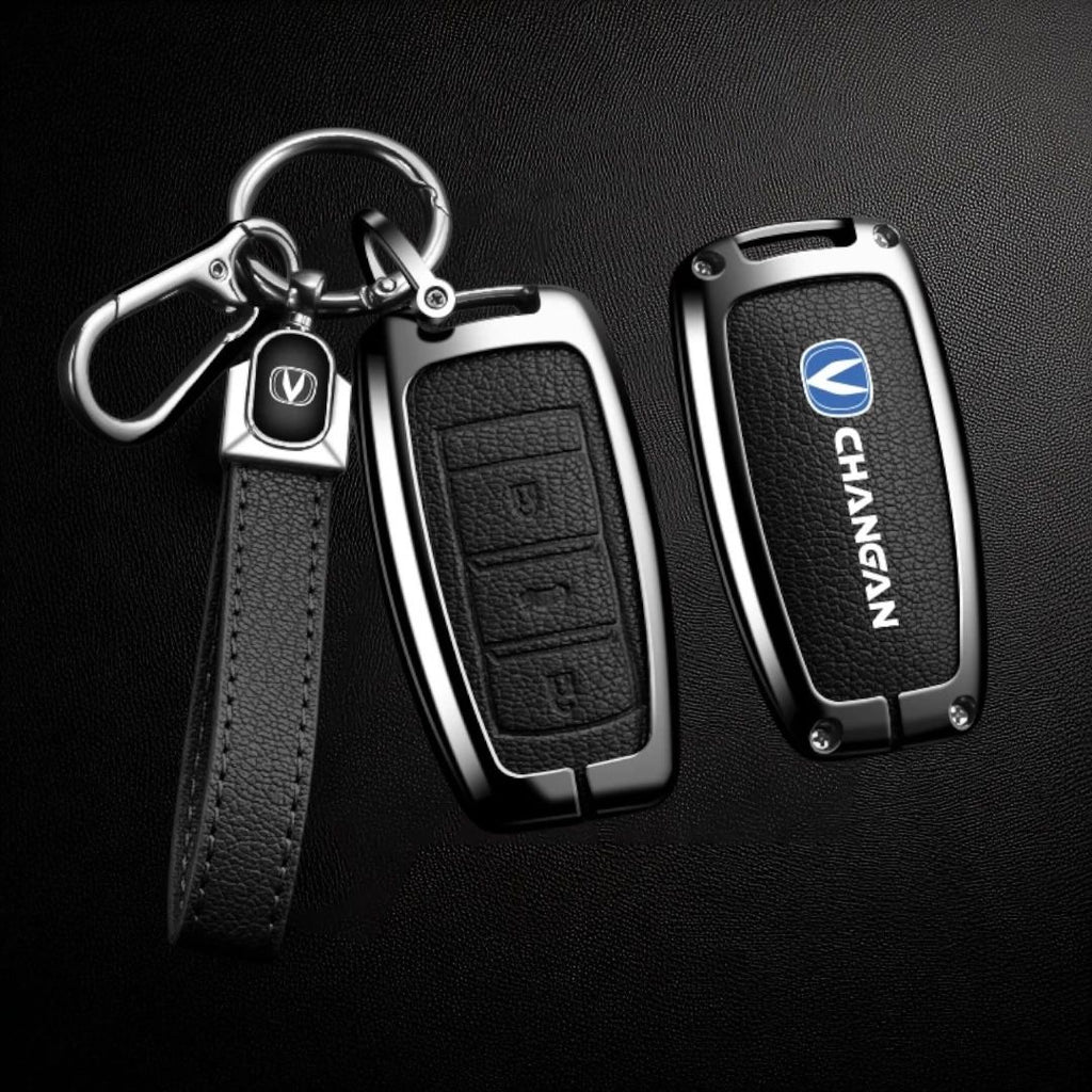 Funda de Llave de Coche de Aleación de Zinc y Cuero – Compatible con Changan UNIT, UNIK, CS35PLUS, CS55 PLUS, CS75 PLUS, Oshan X7, X5